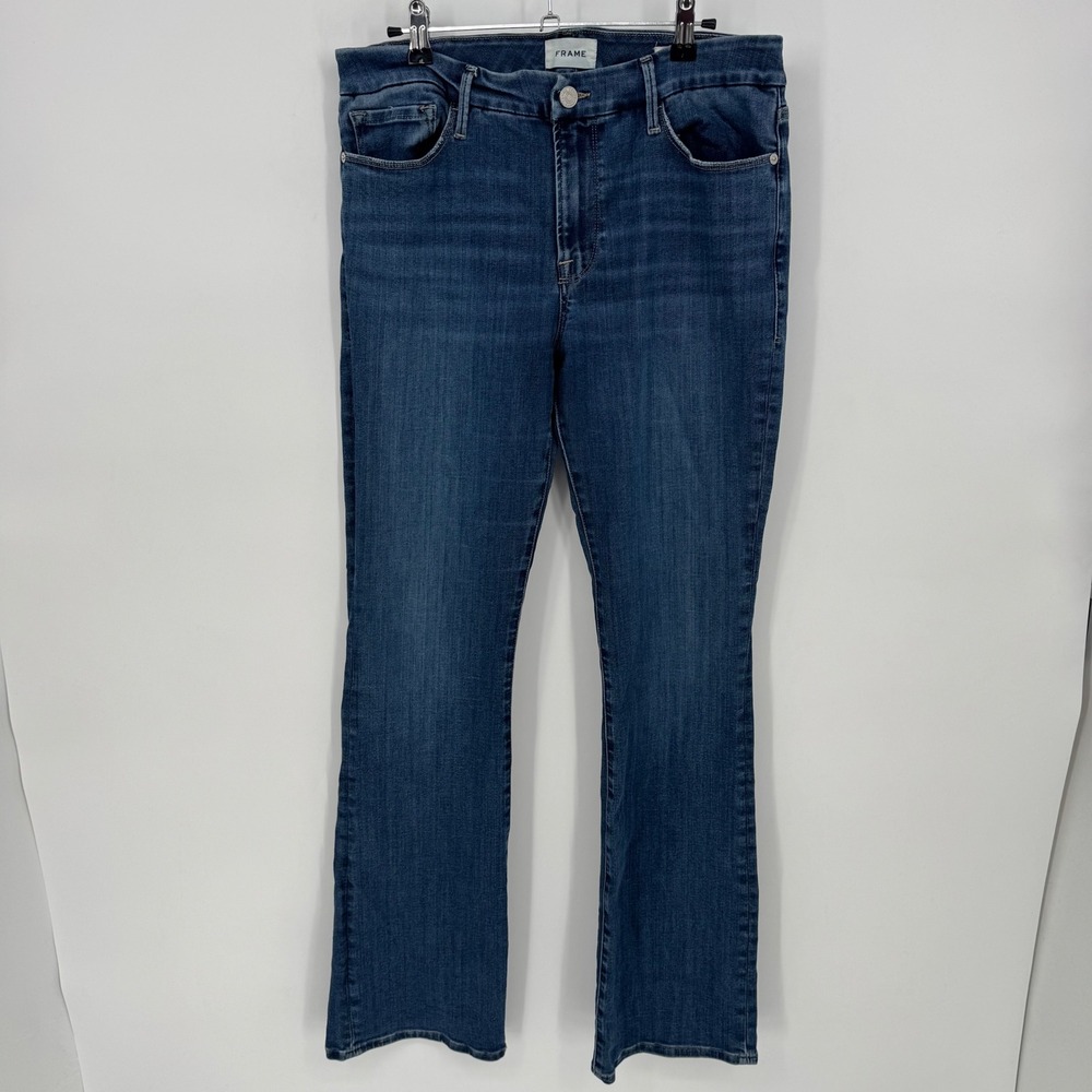 FRAME Le Mini Boot Jeans Womens Size 31 Blue Denim High rise Bootcut Stretch‎